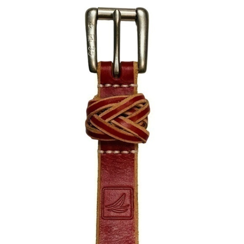 Nautica Red Leather Slim Belt
